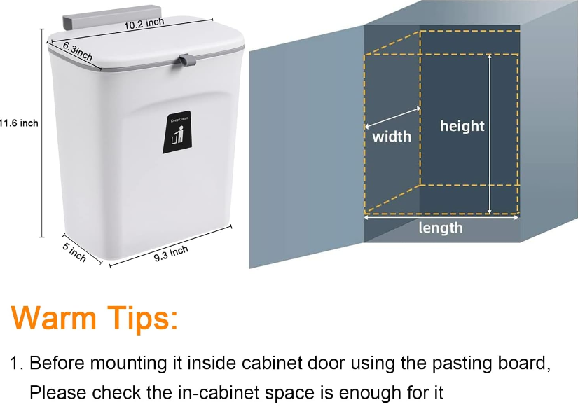 2.4 Gallon Kitchen Compost Bin For Counter Top Or Under Sink