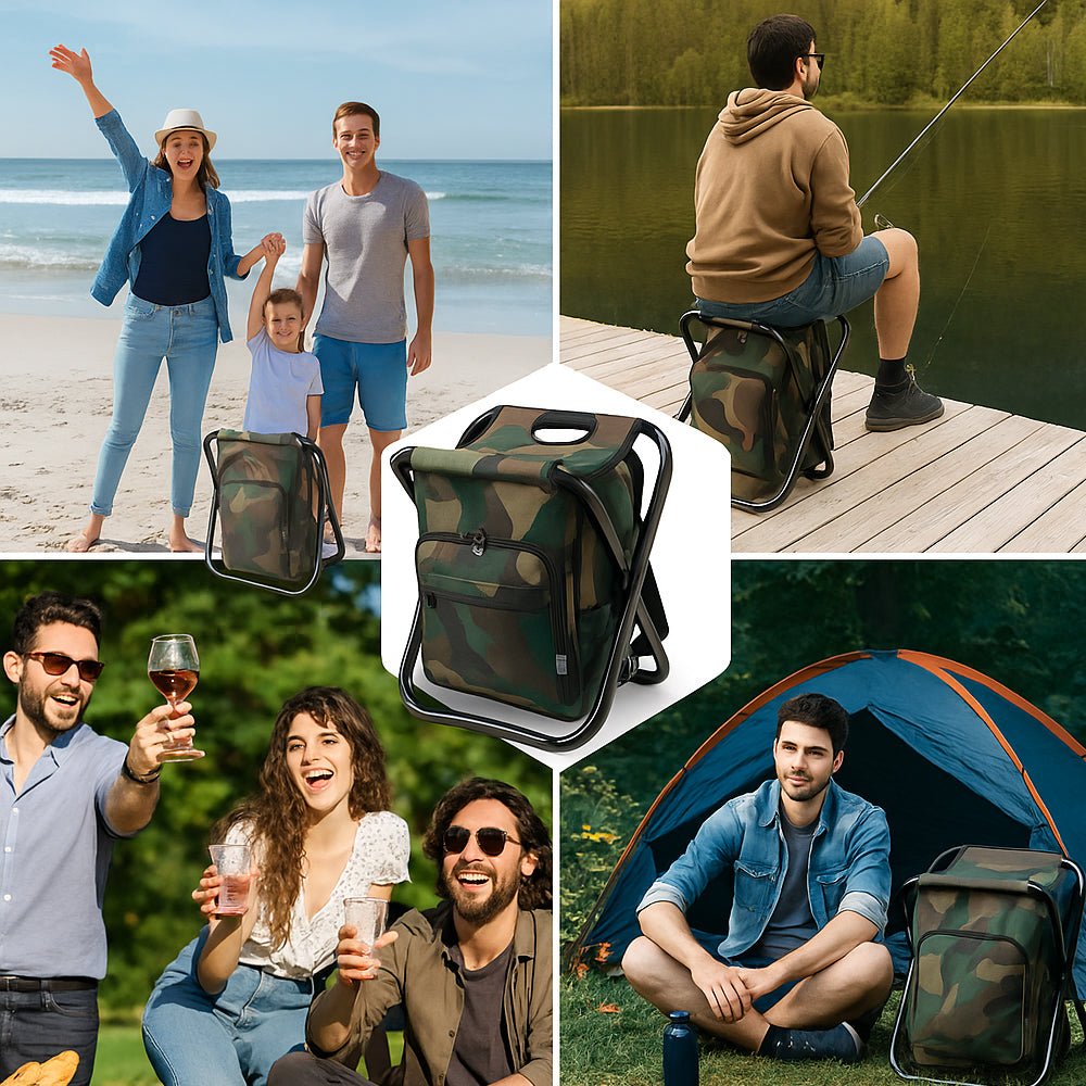 Camochair Pack – 3-in-1 Backpack, Cooler & Folding Chair for Outdoor Adventures