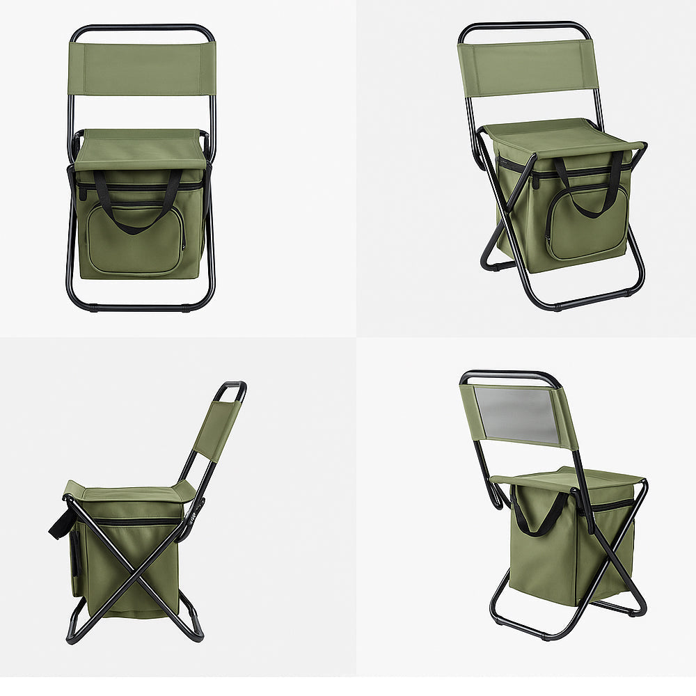 ChillPack Outdoor Chair – Folding Camping Chair with Backrest and Integrated Cooler Bag