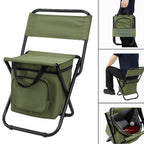 ChillPack Outdoor Chair – Folding Camping Chair with Backrest and Integrated Cooler Bag