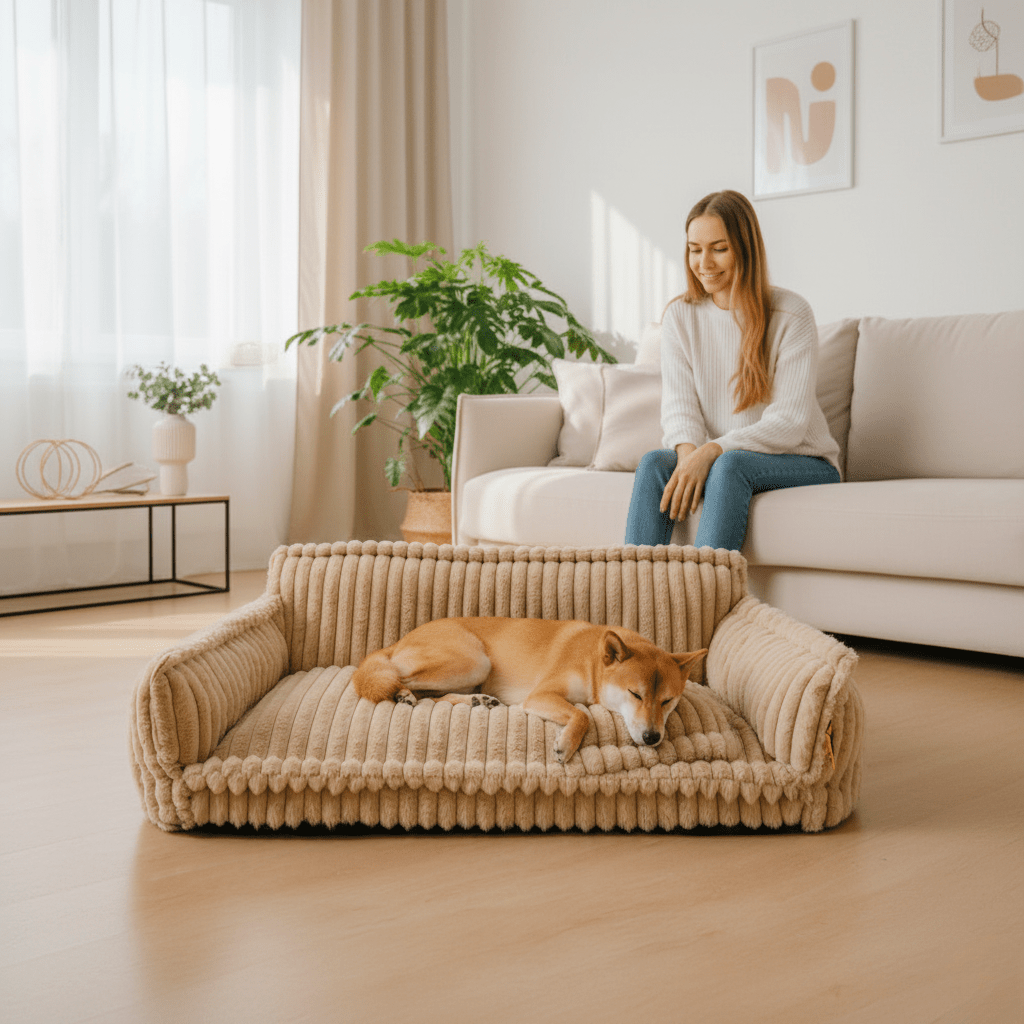 CANILUX – Orthopedic Dog Bed with Raised Headrest & Soft Cushion