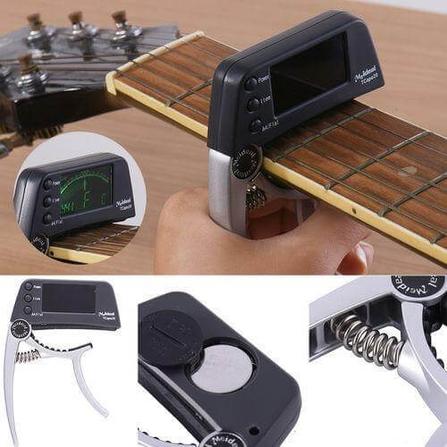 Capo & Tuner "TuneGrip" – 2-in-1 Guitar accessory with LCD screen