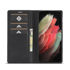 S23 Phone case | Card holder made of carbon fiber leather with magnetic closure