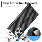 S23 Phone case | Card holder made of carbon fiber leather with magnetic closure