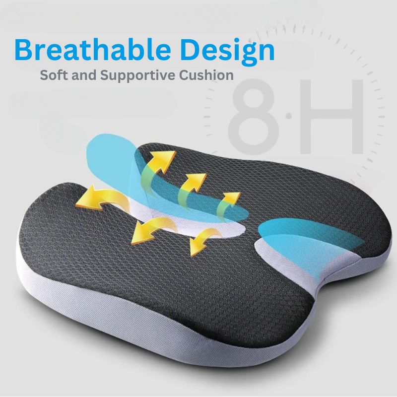 Ergonomic Memory Foam Car Seat Cushion – Tailbone & Sciatica Support Pillow