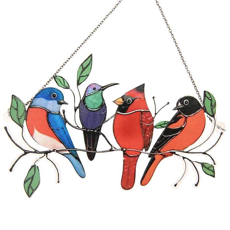 Glass window decorations in the shape of birds