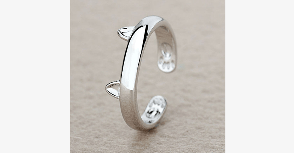 Cat Ring Fashion Jewelry - Stainless Steel Silver Coated Ring with Unique Design