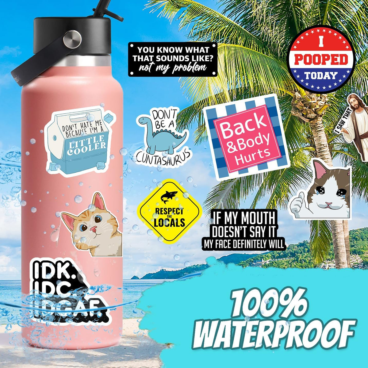 Set of 130 Funny Quote Stickers