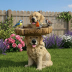 Golden Retriever Puppy Bird Bath Garden Statue