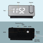 Projection Alarm Clock | LED Display with Mirror Surface | Dual Alarms & Temperature | 19cm
