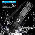 High-Power Waterproof LED Flashlight | 30,000–50,000 Lumens Rechargeable Torch
