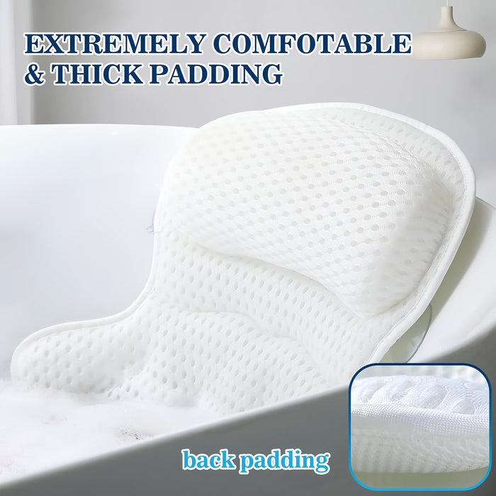LuxieSpa 4D Luxe Bath Pillow - Breathable Pillow with Neck and Back Support for a Relaxing Bath