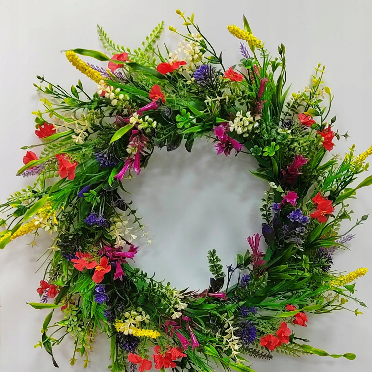Spring Sun Flower Crown for Door – Handmade with Eucalyptus and Silk Flowers