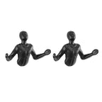 Protruding "Palms Up" Cast Iron Decorative Black Wall Mount Hooks (Set of 2)
