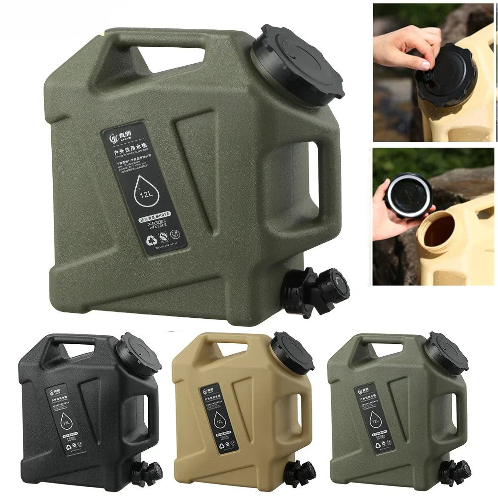 Portable 12L water container with tap – Sturdy canister for outdoor and camping