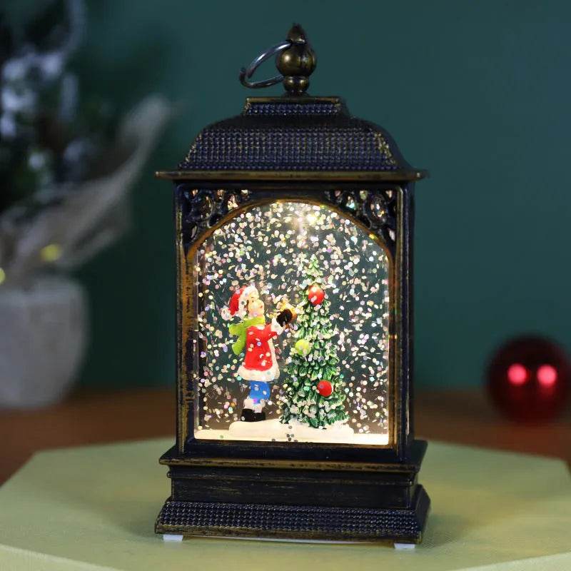 Christmas Decoration Luminous Water Injection Flat Storm Lantern Desktop Decoration