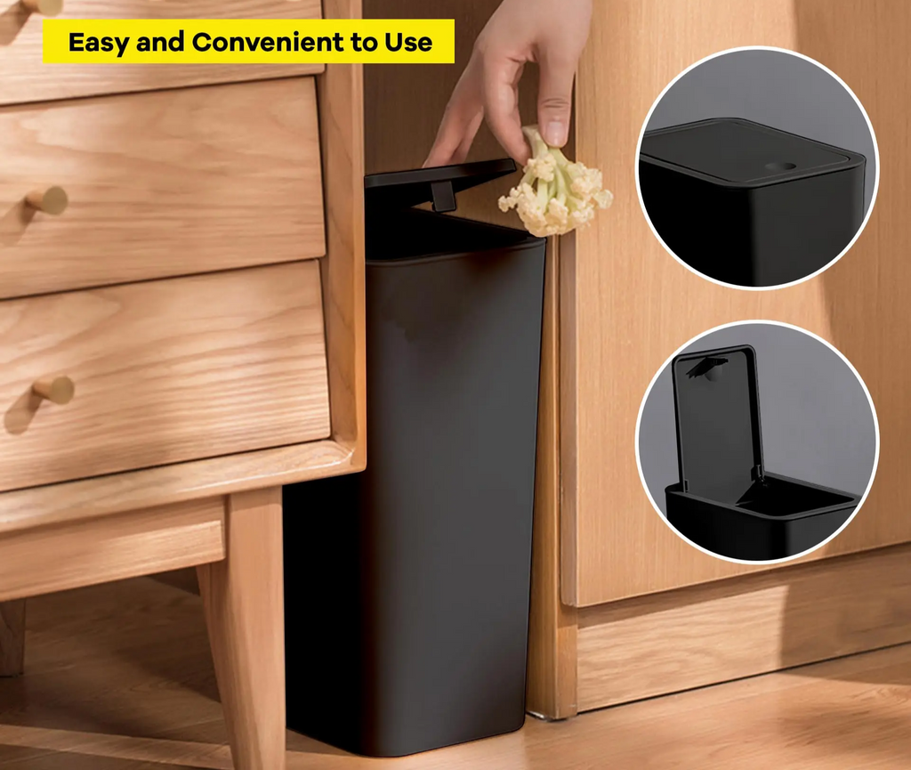 EcoPress 10L Trash Can for Bathroom