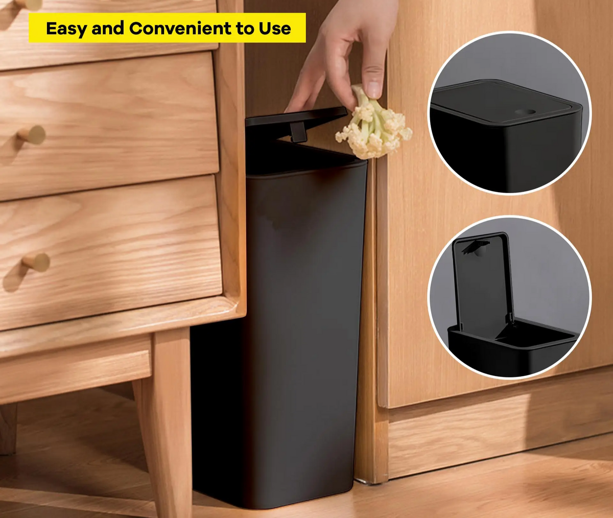 EcoPress 10L Trash Can for Bathroom