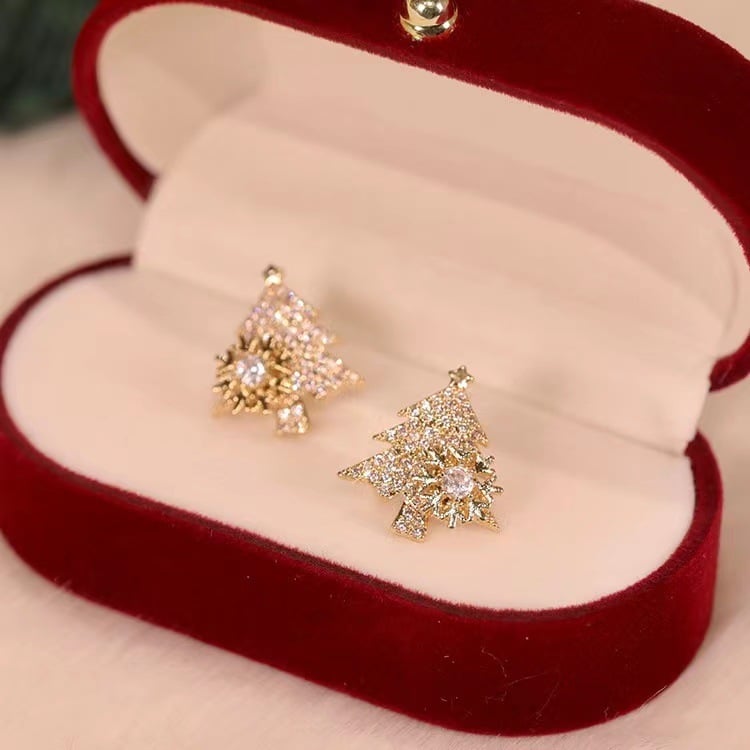 Rotating Christmas Tree Earrings