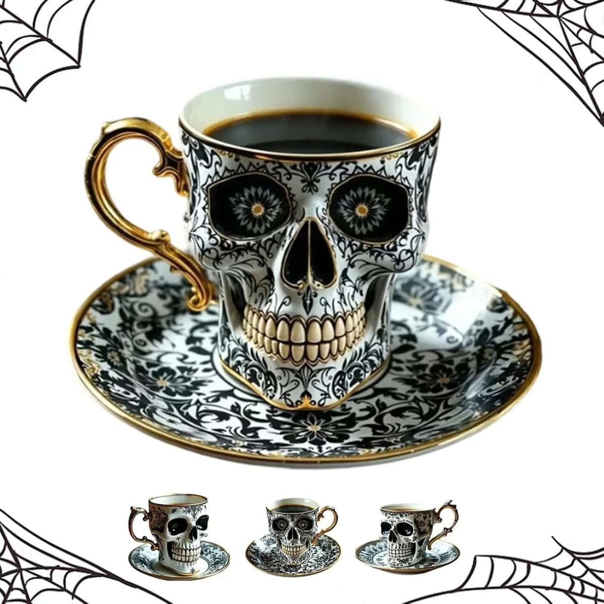 Gothic Skull Decorative Mug Noctura – Artistic Hand-Painted Skull Decoration