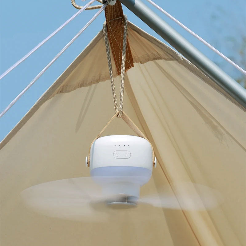 Mini portable ceiling fan with LED light & remote control – 4 speeds, USB rechargeable