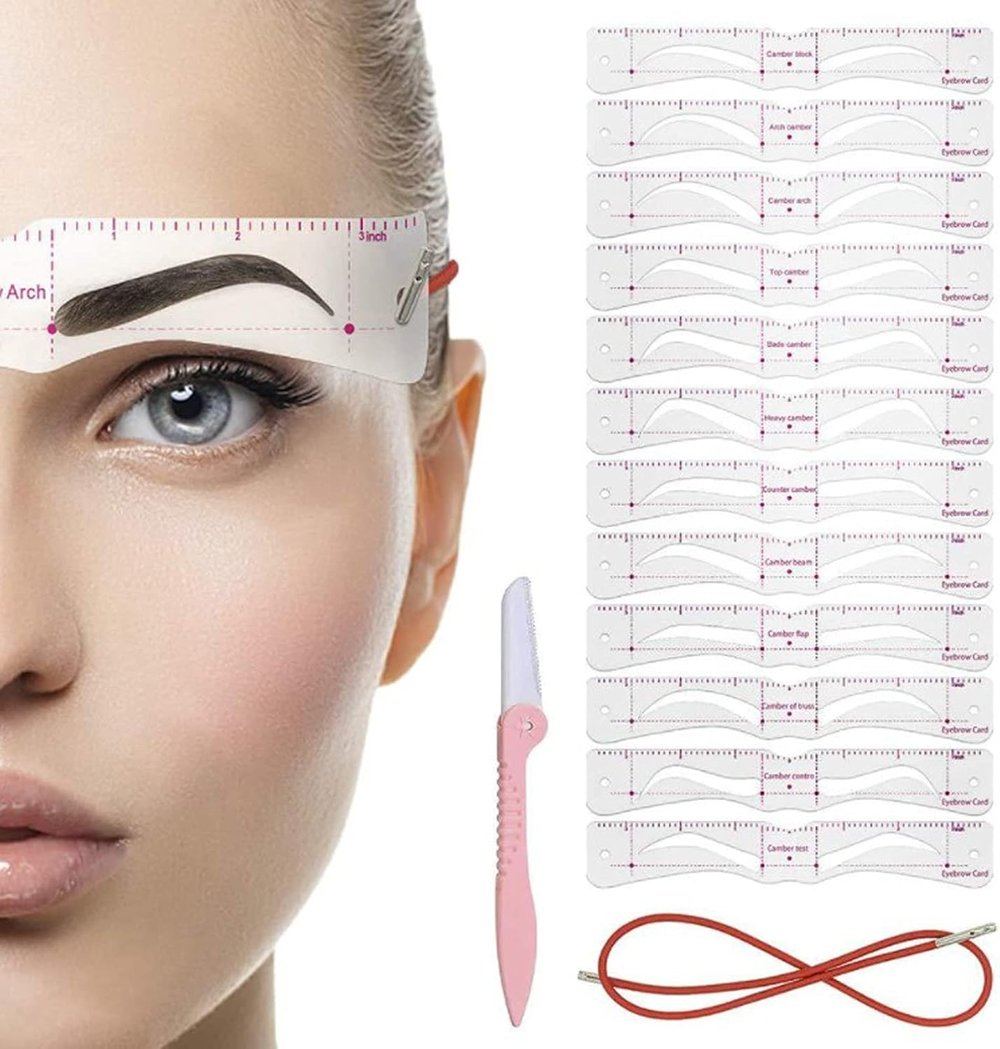 Eyebrow Stencil Set — Reusable Brow Templates with Elastic Strap
