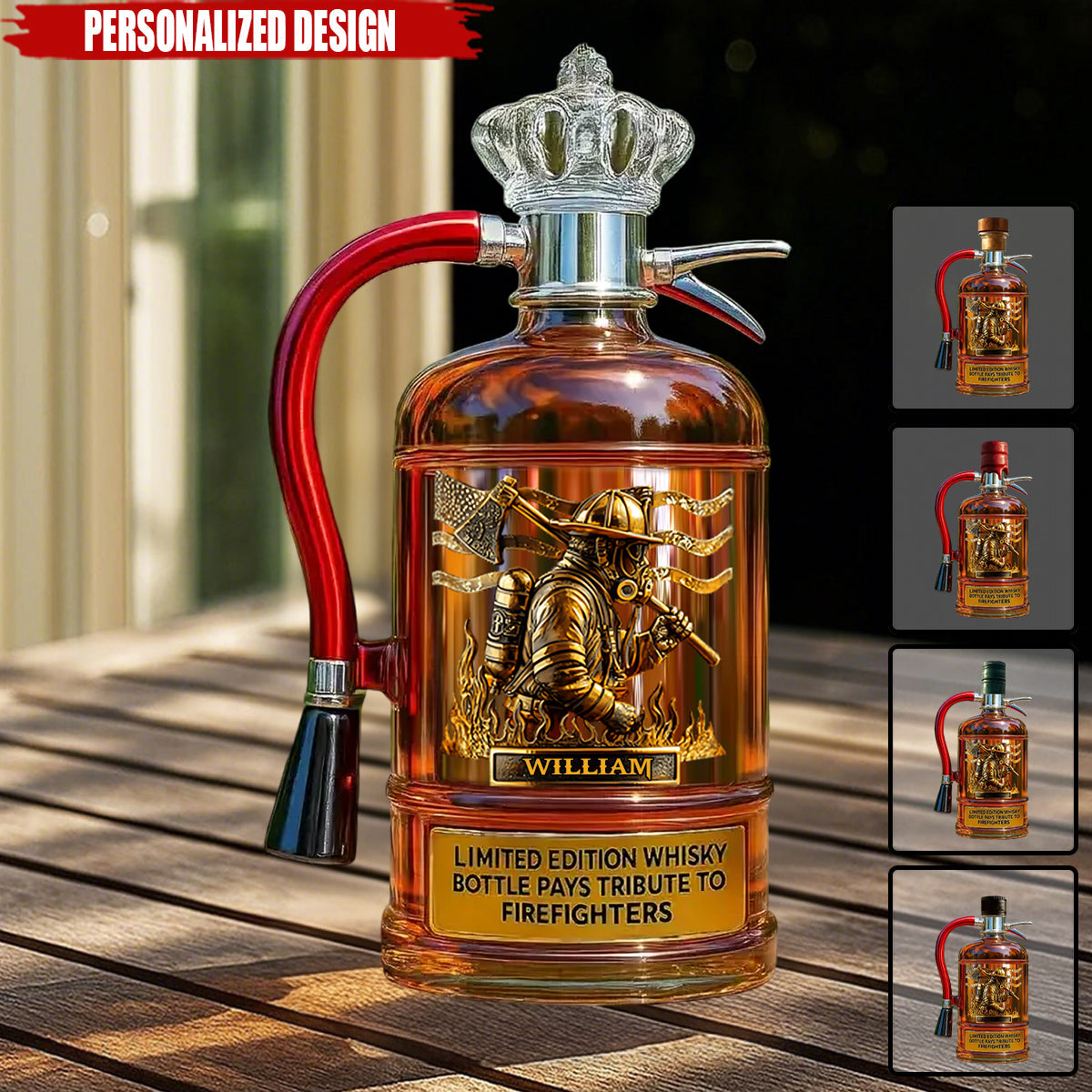 1Personalized Firefighter Tribute Whiskey Bottle