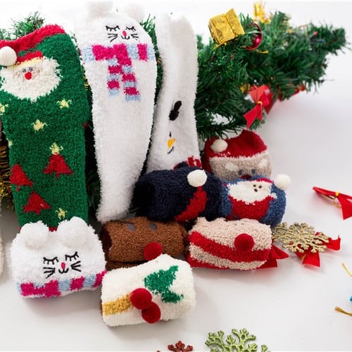 MerryFeet Cozy Christmas Socks | Plush Coral Fleece | Warm Winter Gift Box