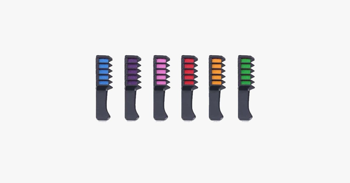 6 Piece Set Shimmer Hair Chalk Comb