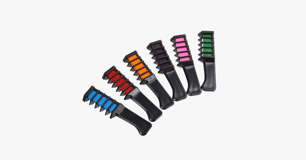 6 Piece Set Shimmer Hair Chalk Comb