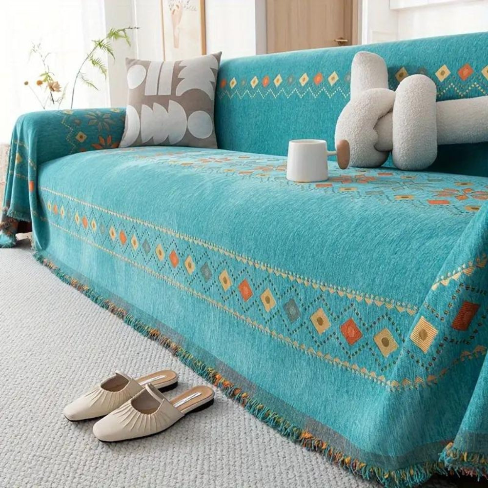 Bohemian Tassel Sofa Cover Cotton Blend