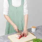 Cotton Linen Cross Back Apron Pockets