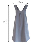 Cotton Linen Cross Back Apron Pockets