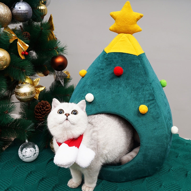 Christmas Tree Cat Bed - FestivePurr
