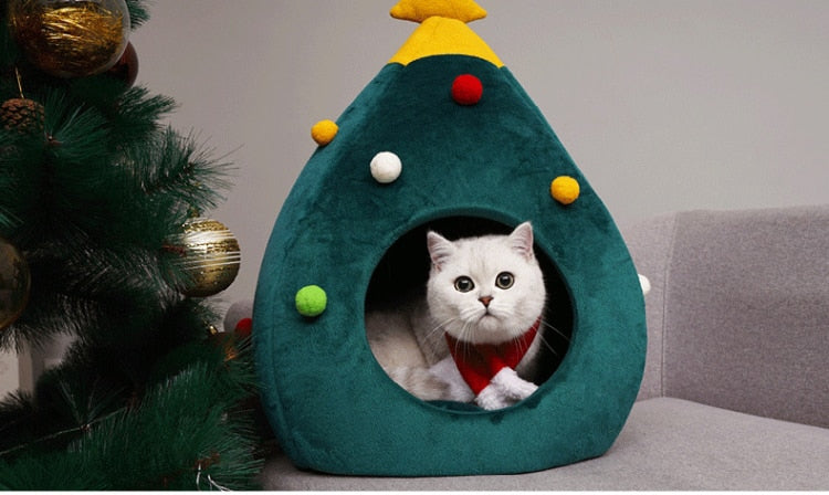 Christmas Tree Cat Bed - FestivePurr