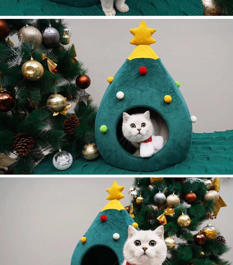 Christmas Tree Cat Bed - FestivePurr