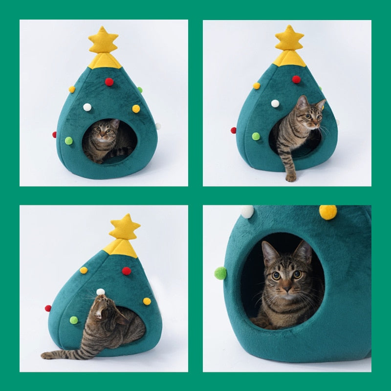 Christmas Tree Cat Bed - FestivePurr