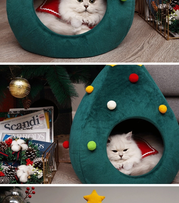 Christmas Tree Cat Bed - FestivePurr