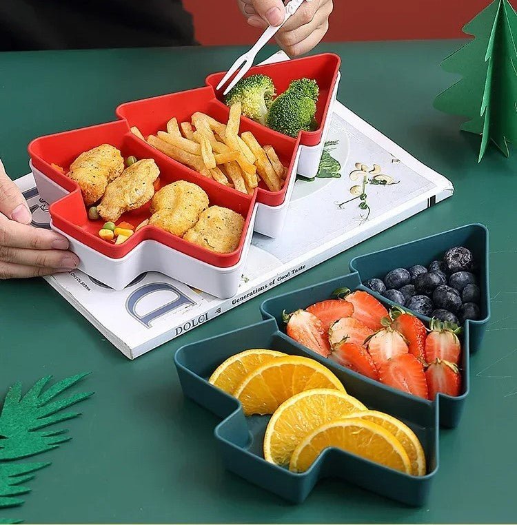 Christmas Tree-Shaped Snack Plates - Set of 4 – Perfect for Candy, Nuts, Fruits, and Desserts at Parties & Holidays