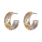 Chunky Astrology Embossed Hoop Earrings
