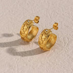 Chunky Astrology Embossed Hoop Earrings