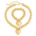 Chunky Heart Pendant Necklace and Bracelet Set