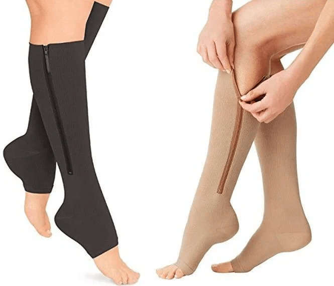 CIRCULOFLEX – Zipper Compression Socks 20-30 mmHg with Open Toe Design