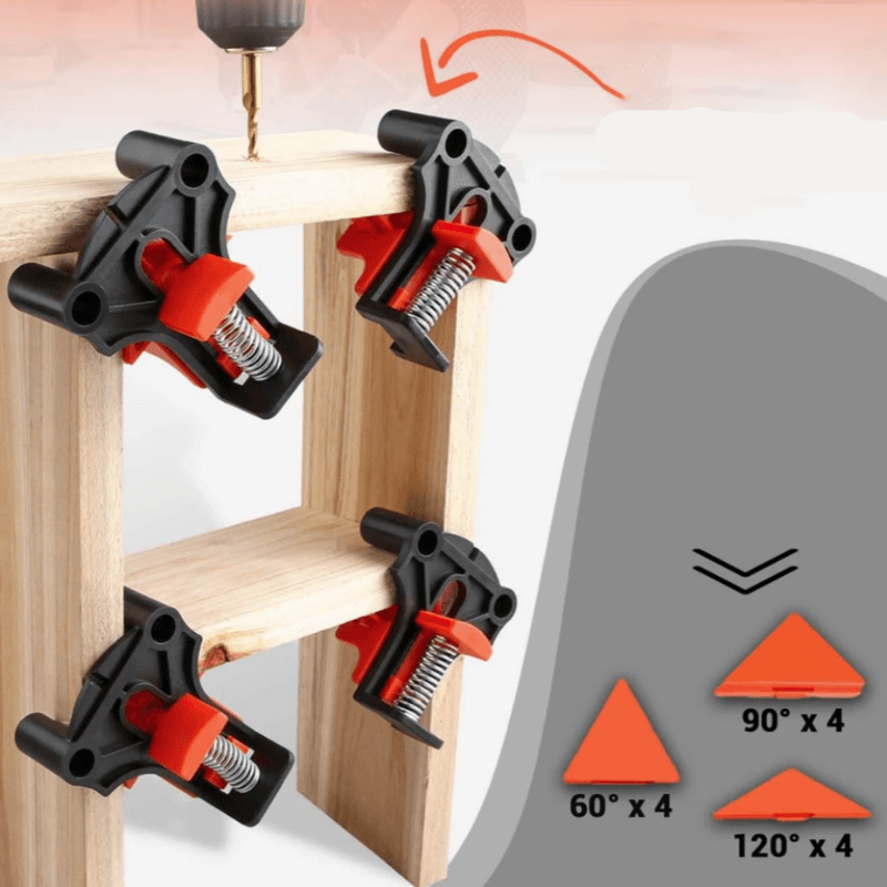 CORNERMATE – Adjustable 4-Way Corner Clamp Set for Perfect 60°, 90°, and 120° Angles