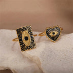 Classy Evil Eye Heart & Rectangle Rings
