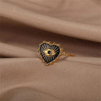 Classy Evil Eye Heart & Rectangle Rings