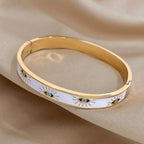 Classy Evil Eye White Enamel Bangle Bracelet