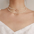 Classy Pearl Dainty Initial Letter Necklace