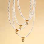 Classy Pearl Dainty Initial Letter Necklace