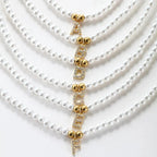 Classy Pearl Dainty Initial Letter Necklace